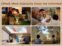 [Built-In Apps & 2025 Upgraded] Mini Projector with Wi-Fi 6 & Bluetooth 5.4, 1080P 4K Support Full HD, Auto Keystone 360° Portable Home Cinema Smart Projector for Ios/Android X1