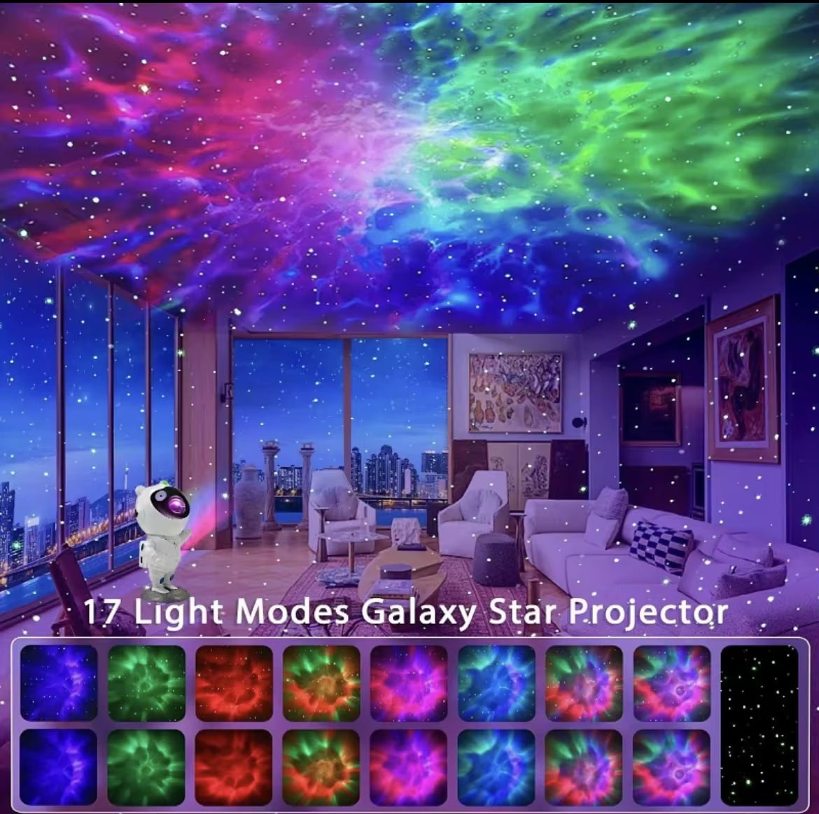 For Character Night Light with Nebula Starry Projection Remote Control USB Powered Color-Changing LED for Kids